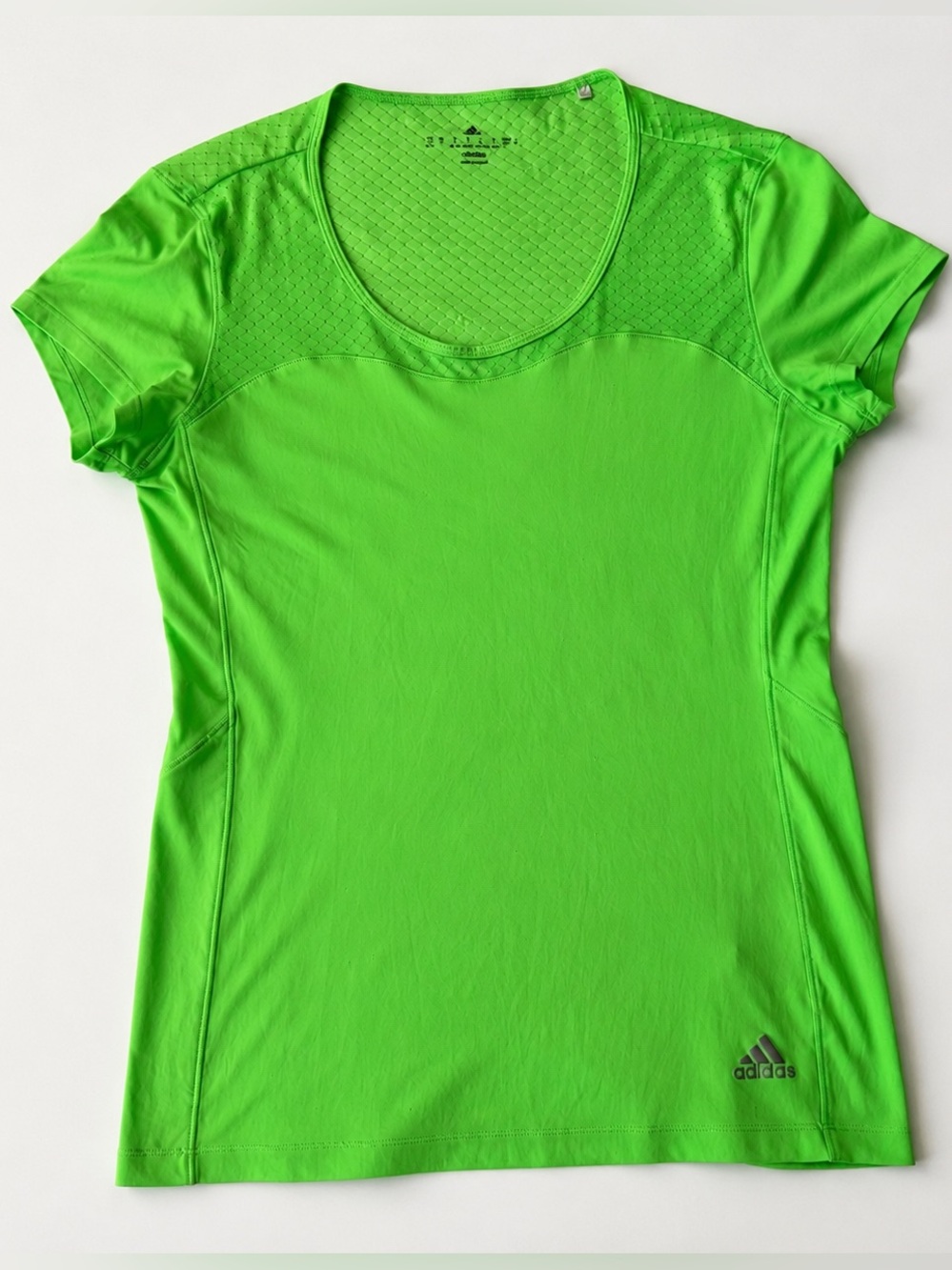 Adidas lime/neon/electric green workout top lightweight athletic t-shirt Sz S